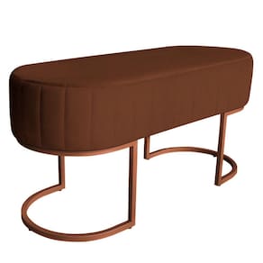 Banco Recamier Estofado Luana Base Bronze Veludo Terracota - Montanaris Decor