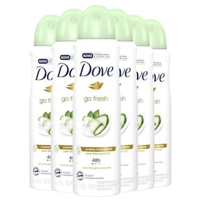 Kit 6 Desodorantes Aerosol Dove Go Fresh Pepino E Chá Verde 150ml