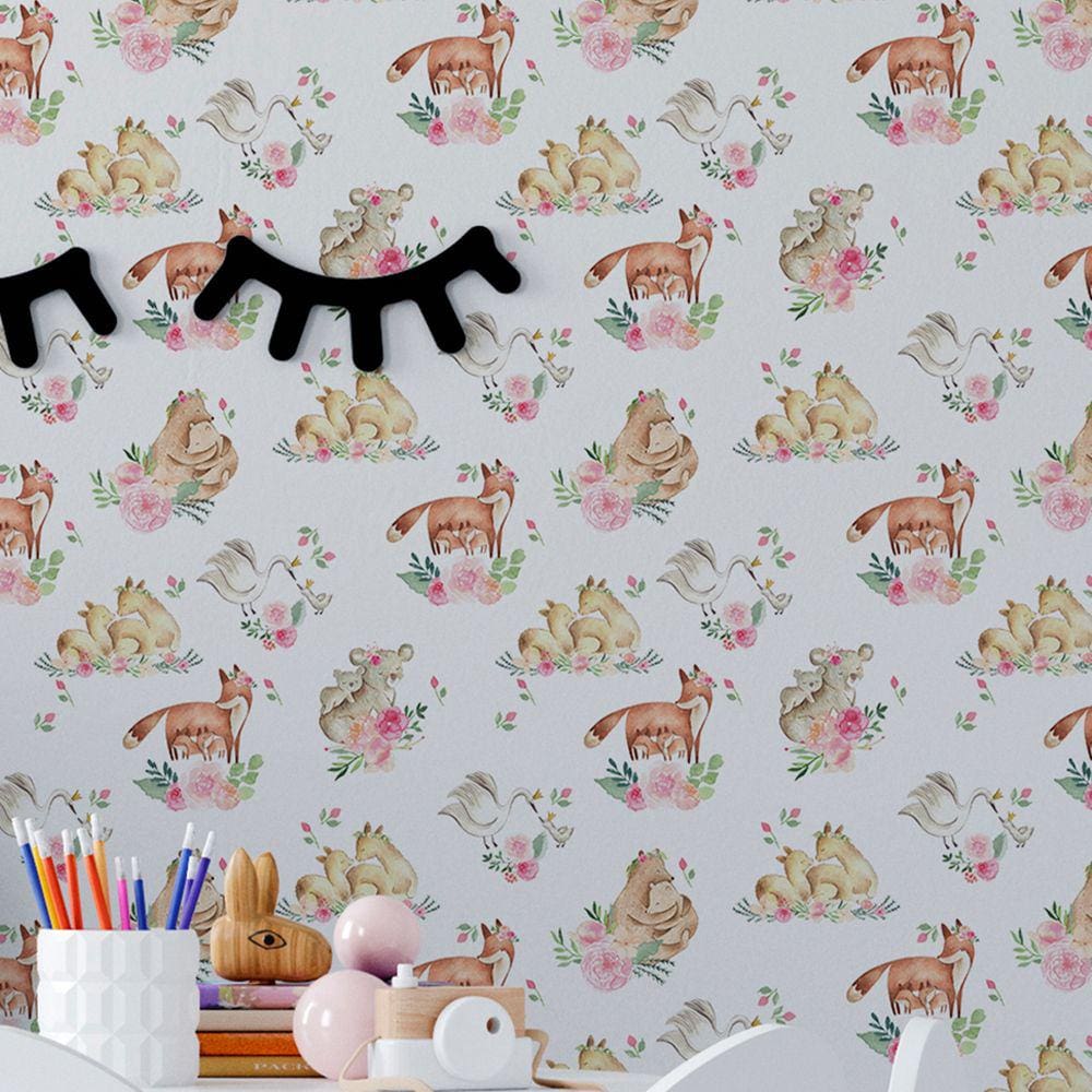 Papel de Parede Aquarela floral colorida Flores primavera Quarto Sala Cozinha Decorativo 15m