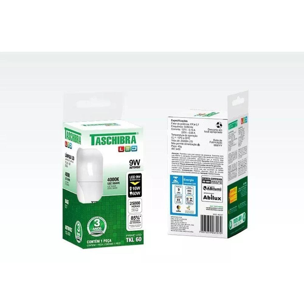 Kit Com 10 Lâmpada Led Econômica 9w Taschibra