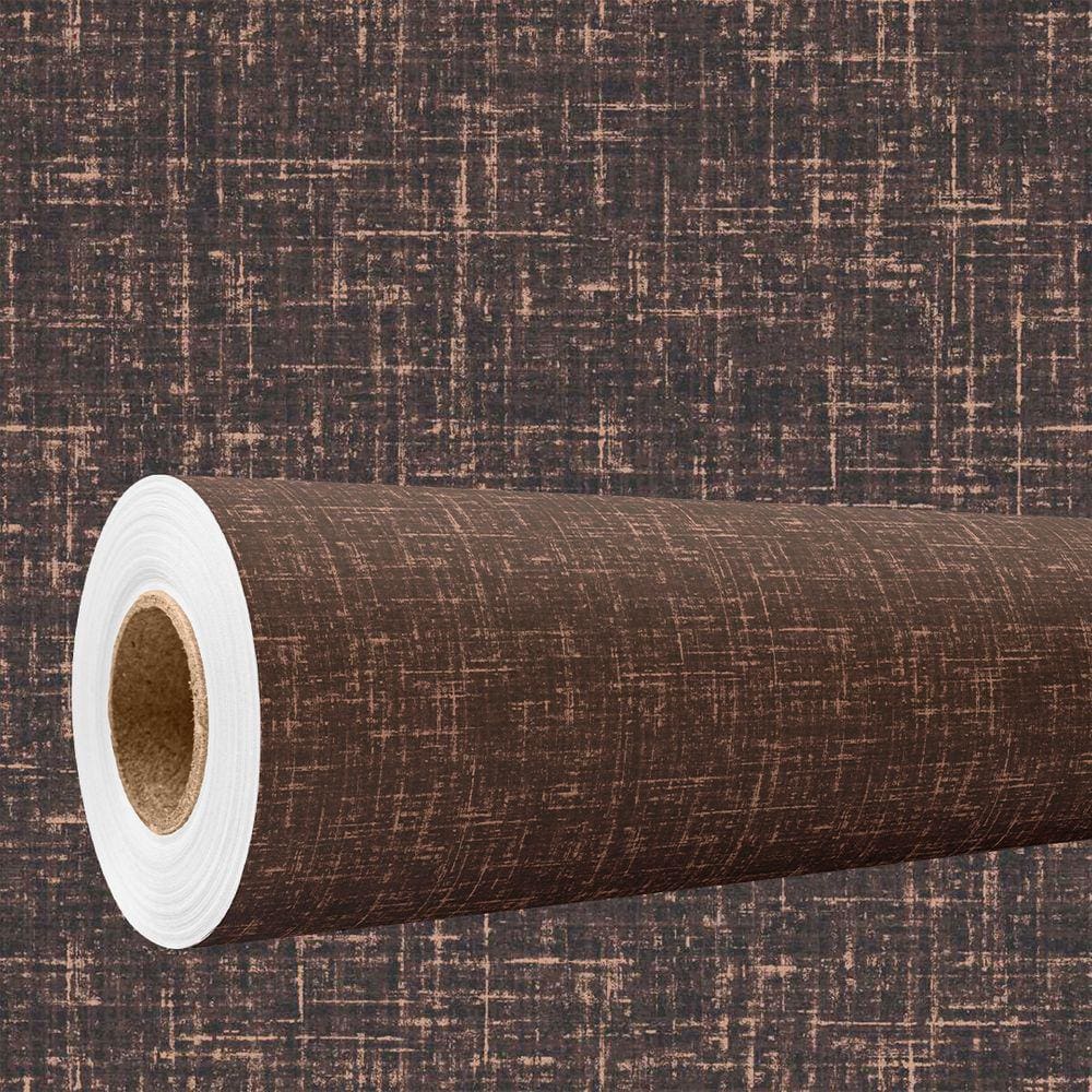Papel de parede 3D Lavavel efeito tecido linho marrom imita Algodao Decorativo Quarto 18m
