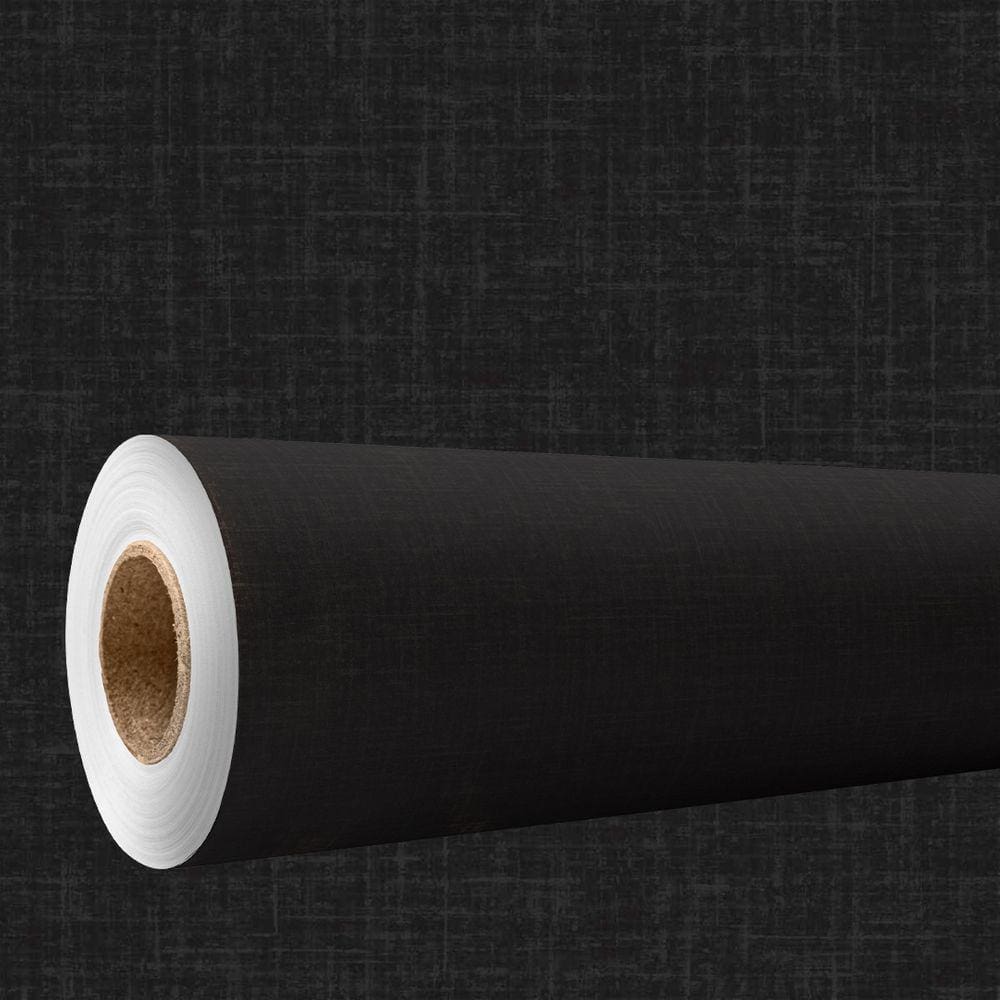 Papel de parede 3D Lavavel efeito tecido linho preto texturizado Decorativo Quarto Sala 12m