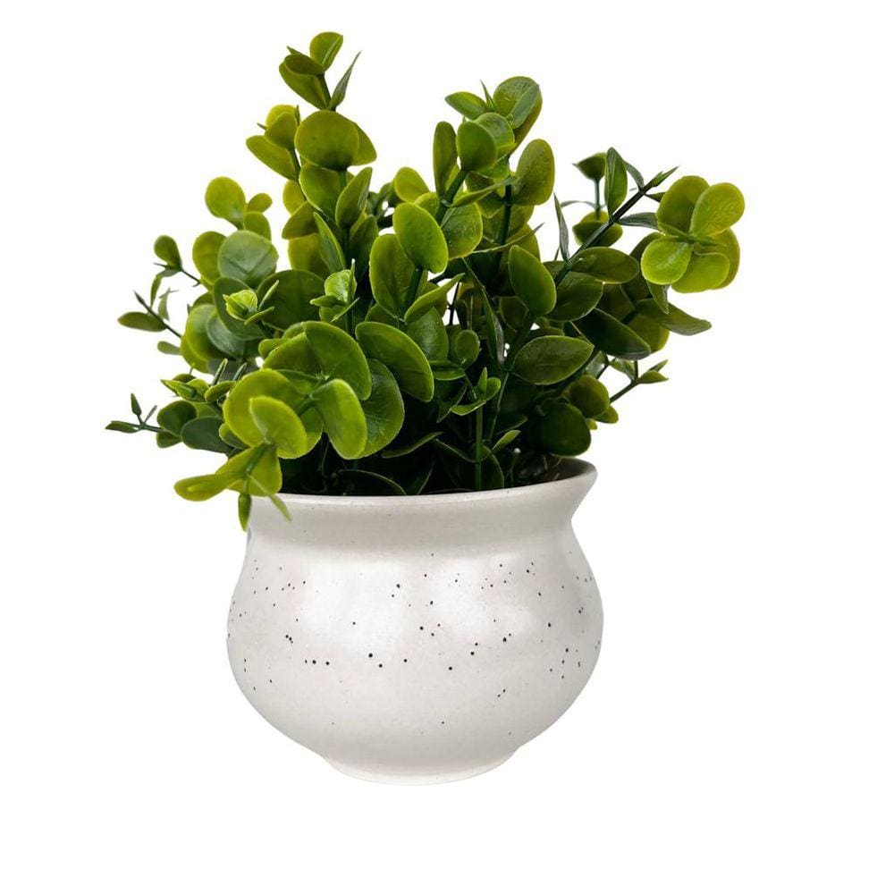 Vaso cachepô branco de cerâmica granilite decoração casa