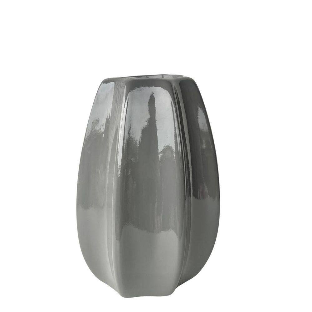 Vaso centro de mesa cinza moderno trabalhado de cerâmica