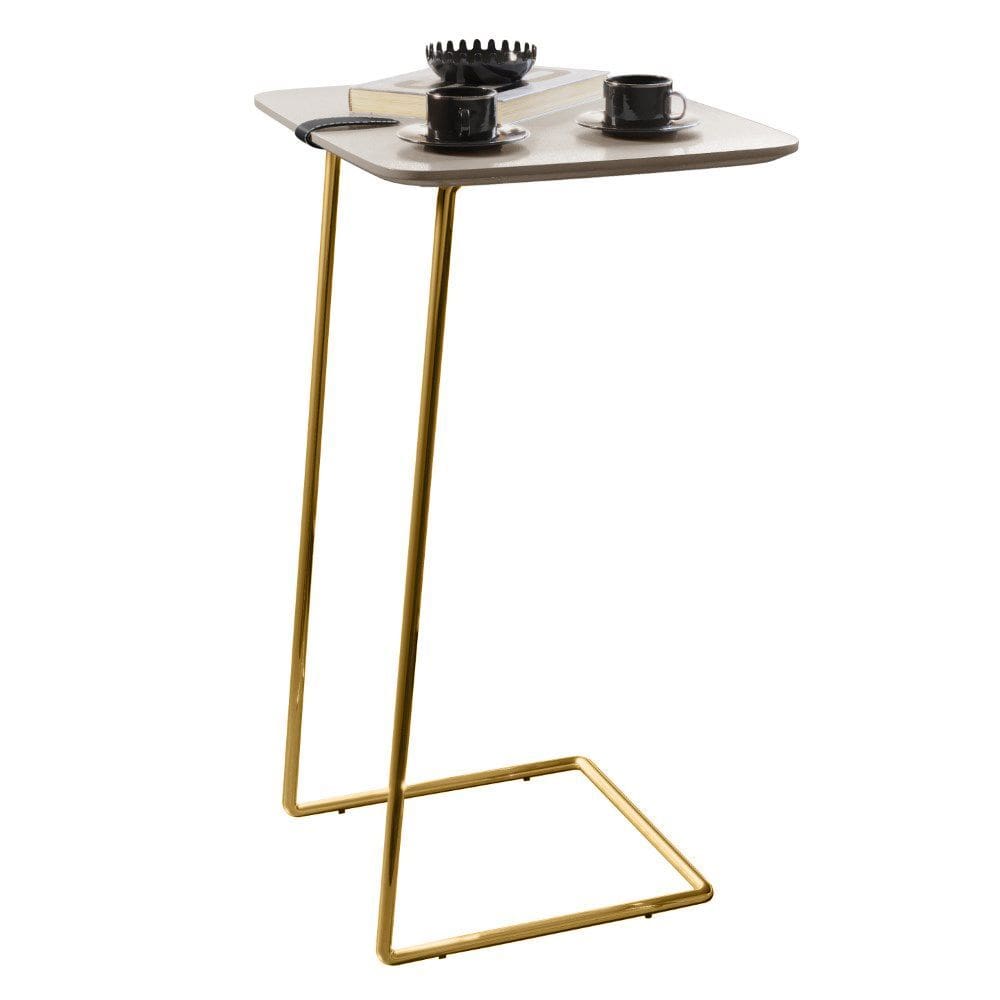 Mesa Apoio Lateral para Sofá Atenas Pé Dourado