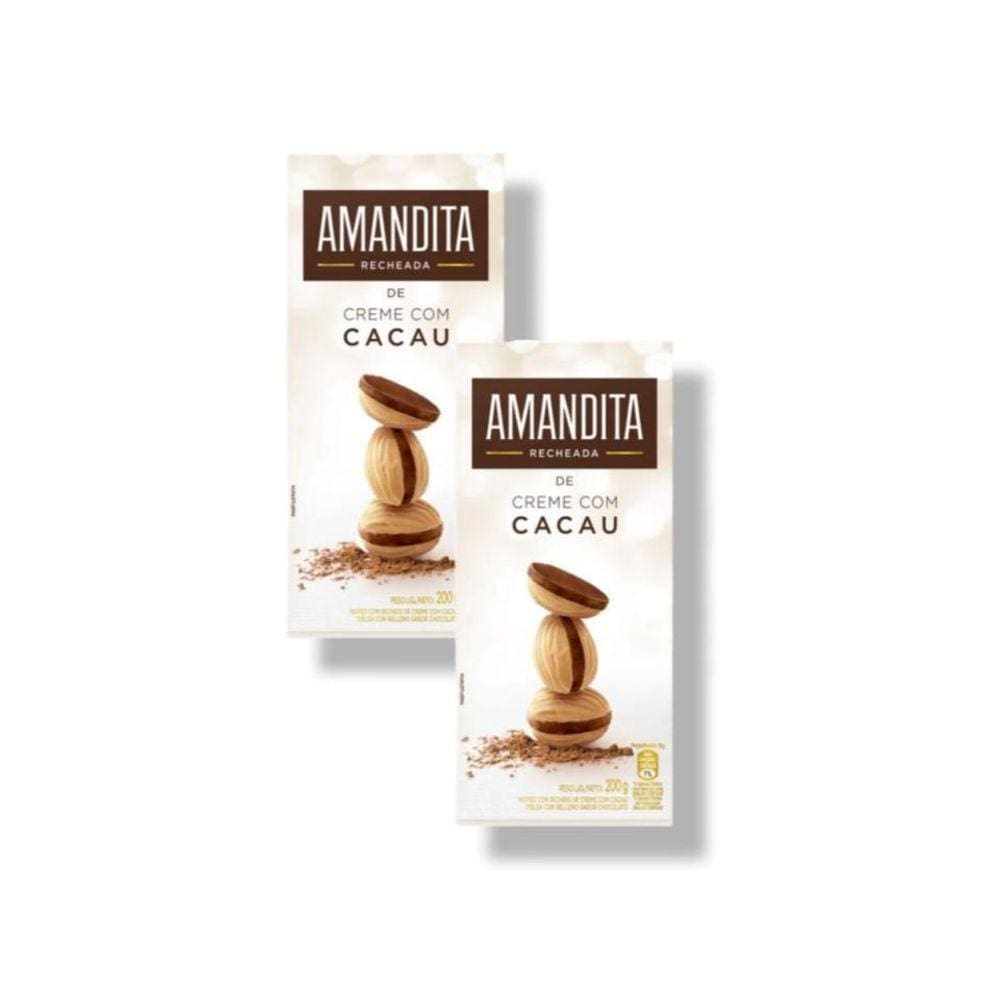 Wafer Recheio Chocolate Amandita 200g - 2 Caixas