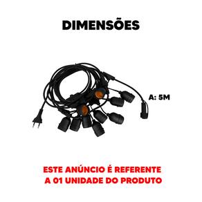 Cordão Festão de Luz Cordinno E27 Preto Fosco IP65 Avant
