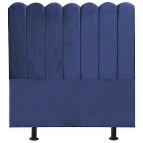 Cabeceira Nuvem Cama Solteiro 90cm Alanis Suede Azul Marinho