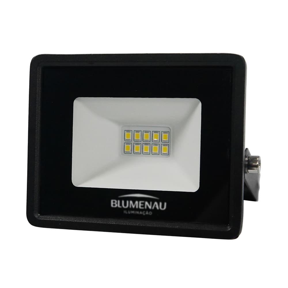 Refletor Blumenau de Led Slim 10W Preto Bivolt 3000K Luz Quente