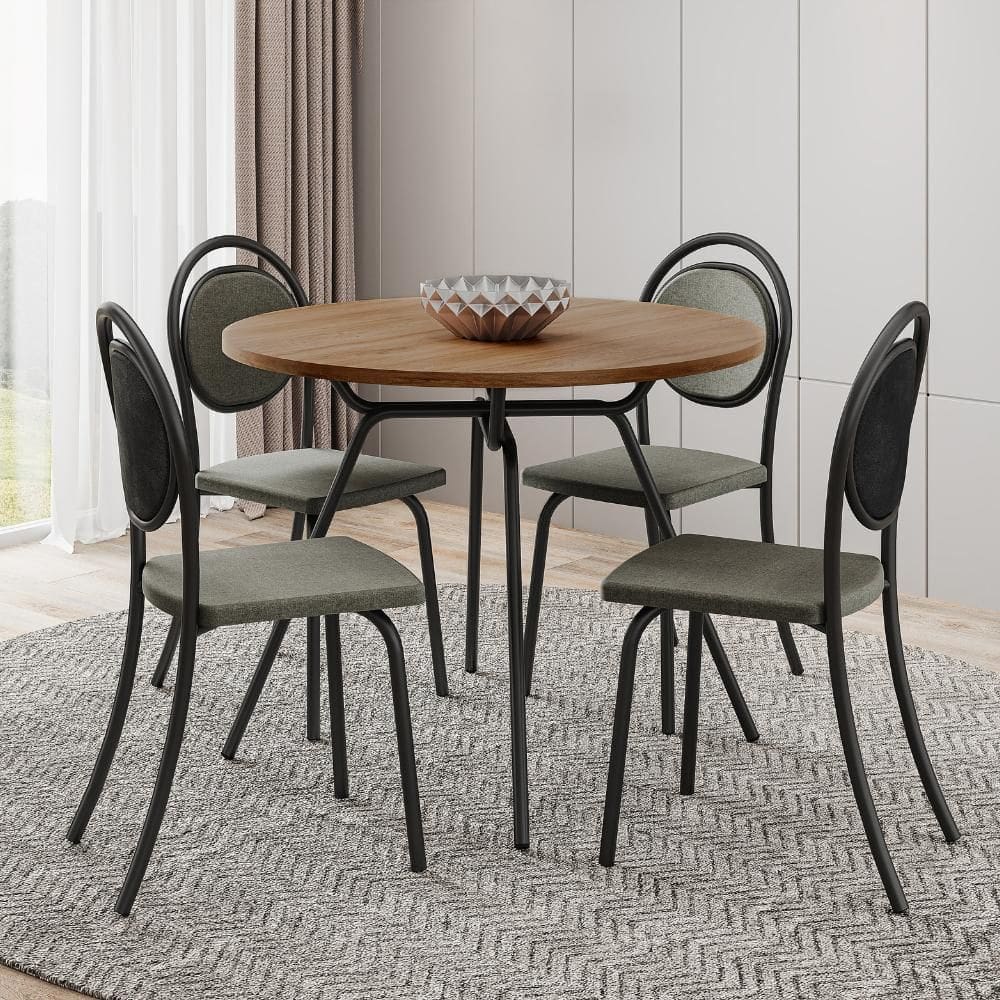 Conjunto Sala de Jantar 4 Cadeiras Nolita Carraro Fre/Pre/Gra