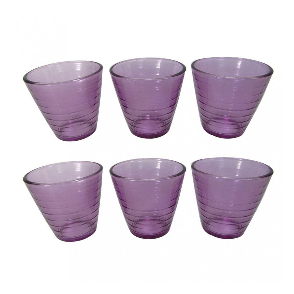 Jogo De Copo De Vidro Com 06 Peças Color Dublin 250ml
