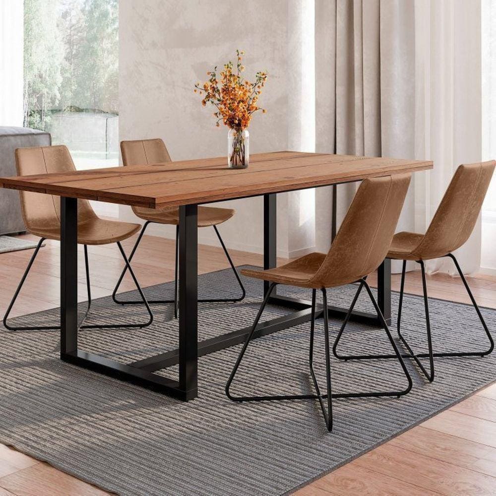 Conjunto Mesa 183 Cm Rústica 4 Cadeiras Brenda Industrial Espresso Móveis Marrom/Preto