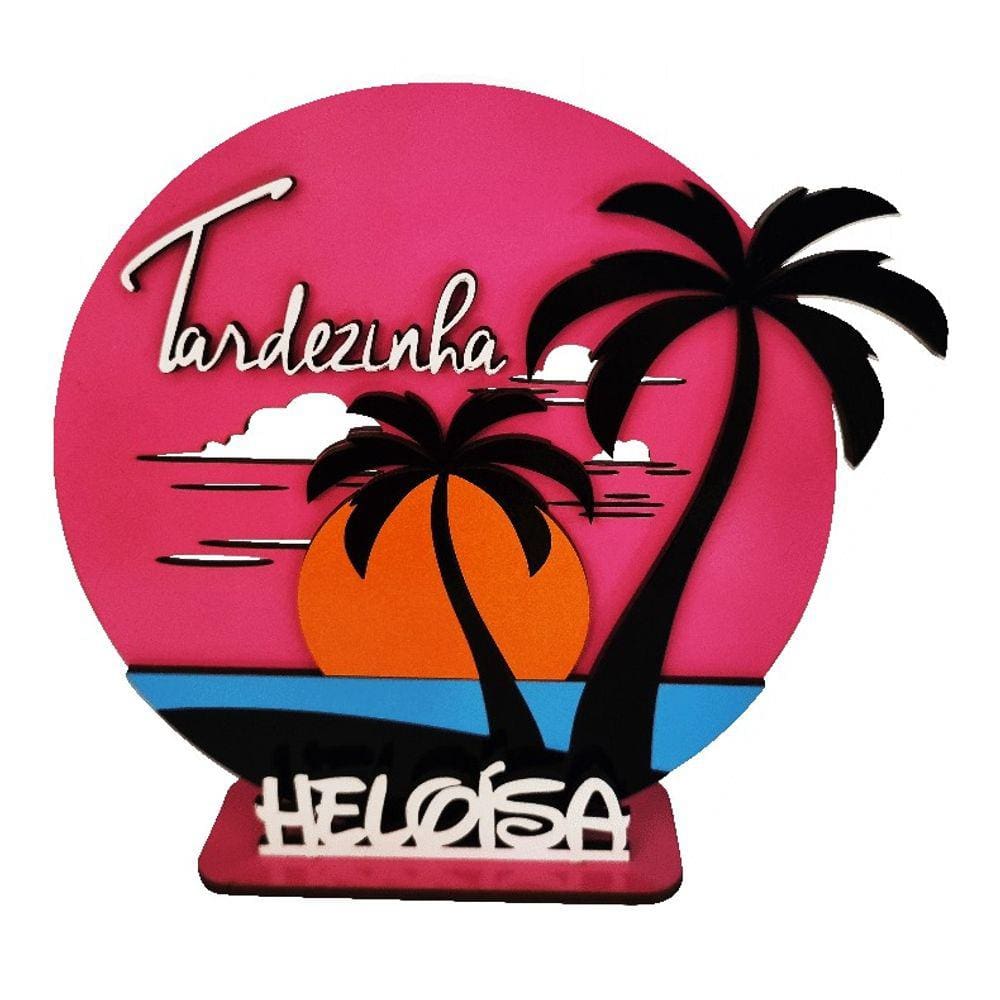1 Centro de Mesa Tardezinha Praia Tropical MDF 30cm