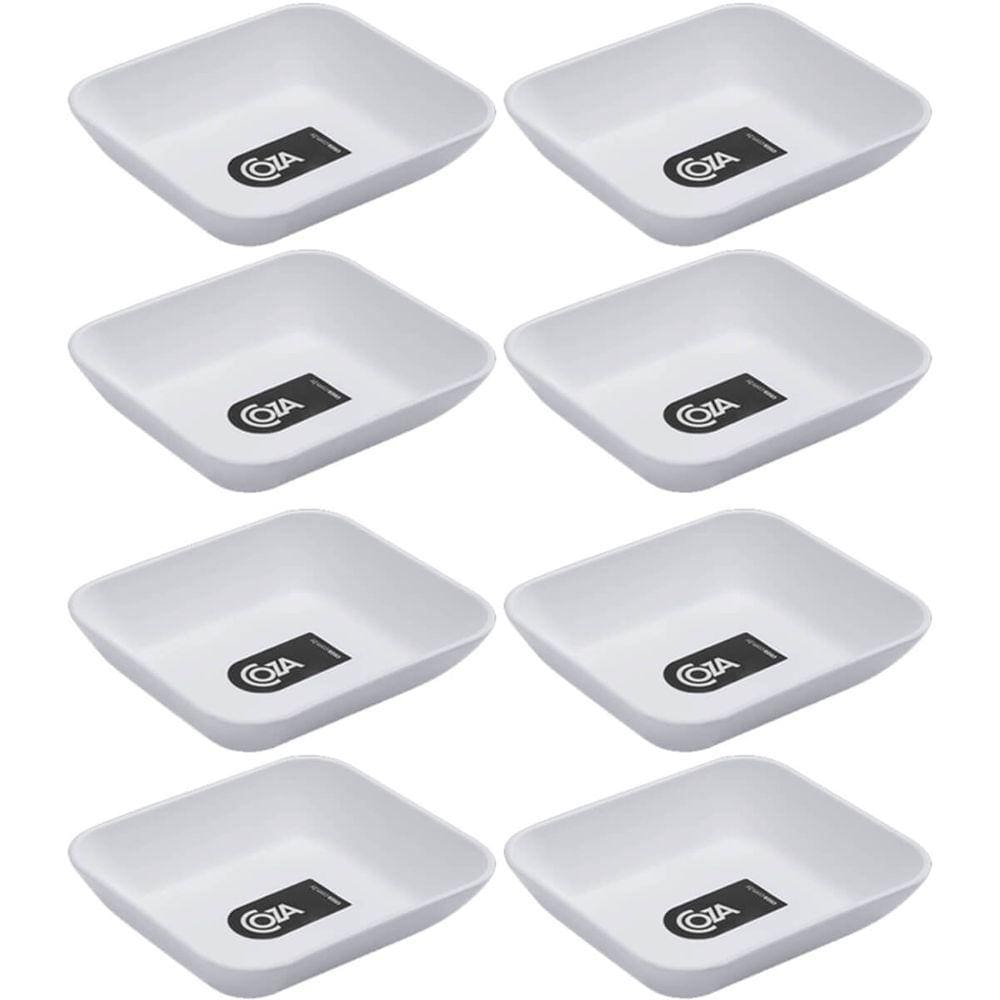 6 Pratos Brancos de Petiscos Essential Coza 10x9cm Sushi Molho Guarnição Plástico Restaurante