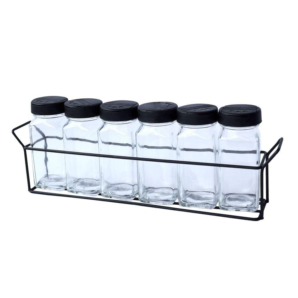 Porta Condimento De Vidro Com Suporte Aramado Preto 100ml