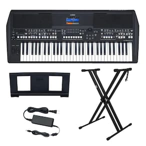 Kit Teclado Arranjador 61 Teclas PSR SX600 com Fonte Bivolt Yamaha e Suporte em X