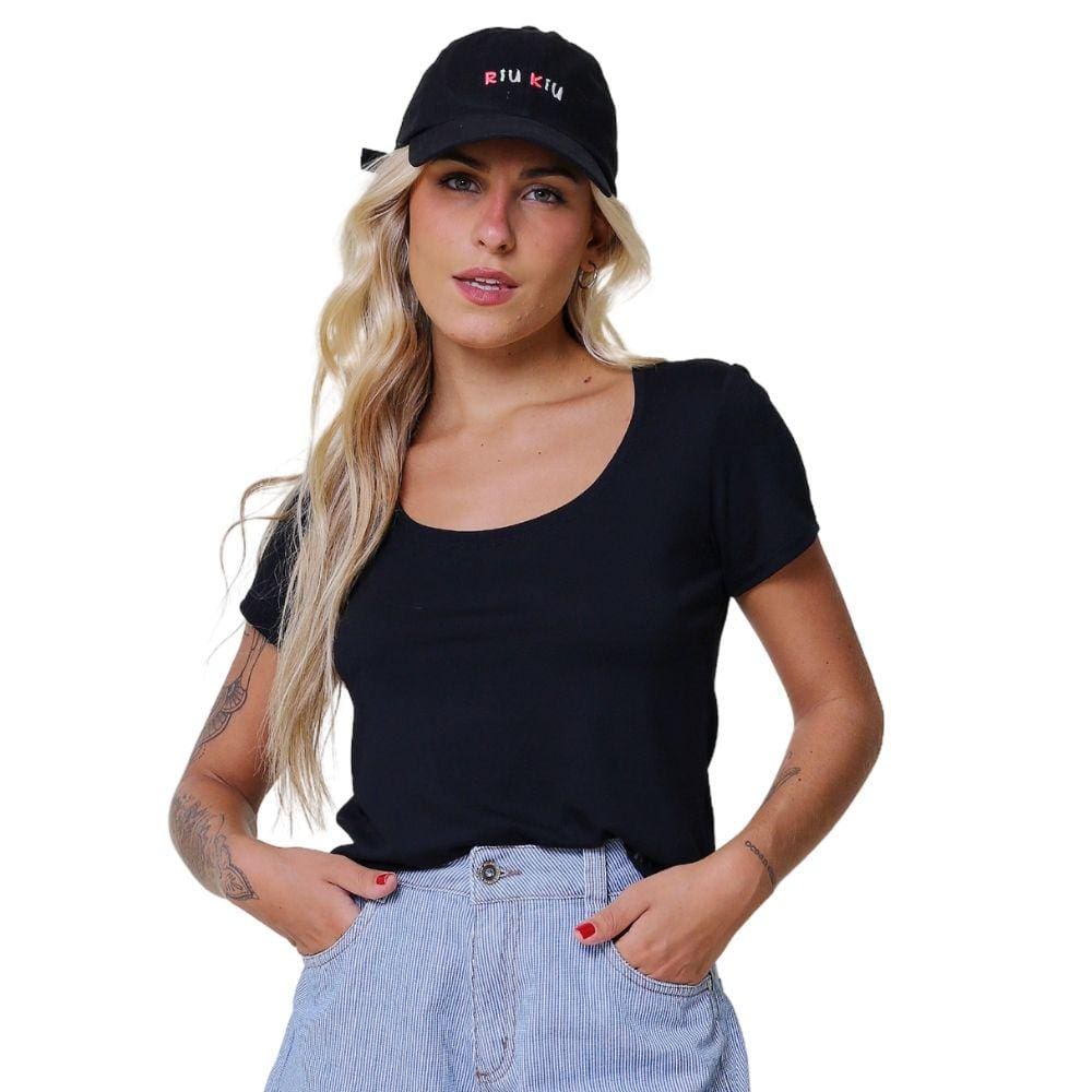 Blusinha T-Shirt Básica Gola Redonda Riu Kiu Preta 10605