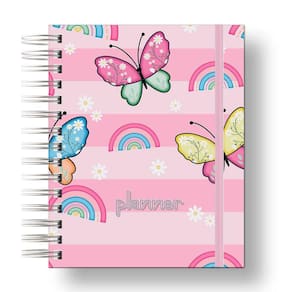 Planner Uau 2024 Cores Rosa bBorboletas, Para palnejamento Anual, Organização Diaria.