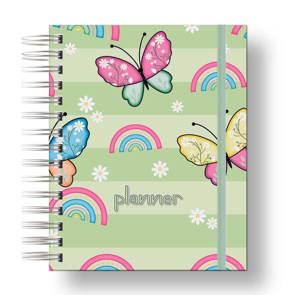 Planner Uau 2024 Borboleta Verde Para palnejamento Anual, Organização Diaria.