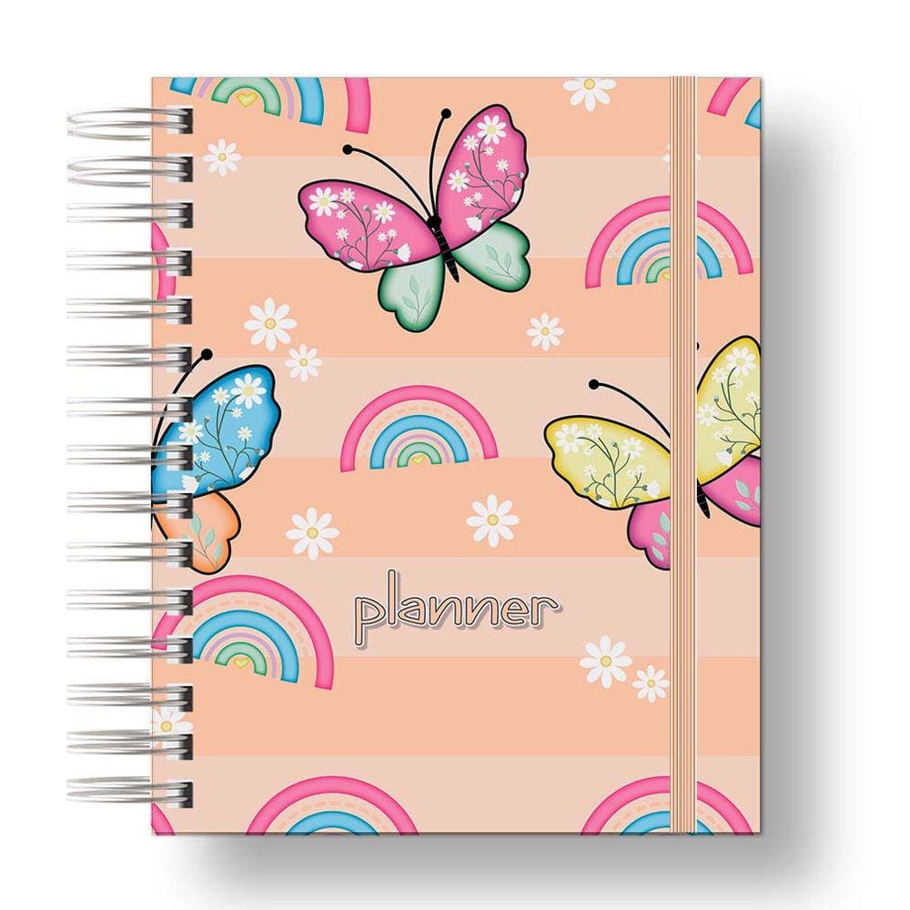 Planner Uau 2024 Borboleta laranjada Para palnejamento Anual, Organização Diaria.