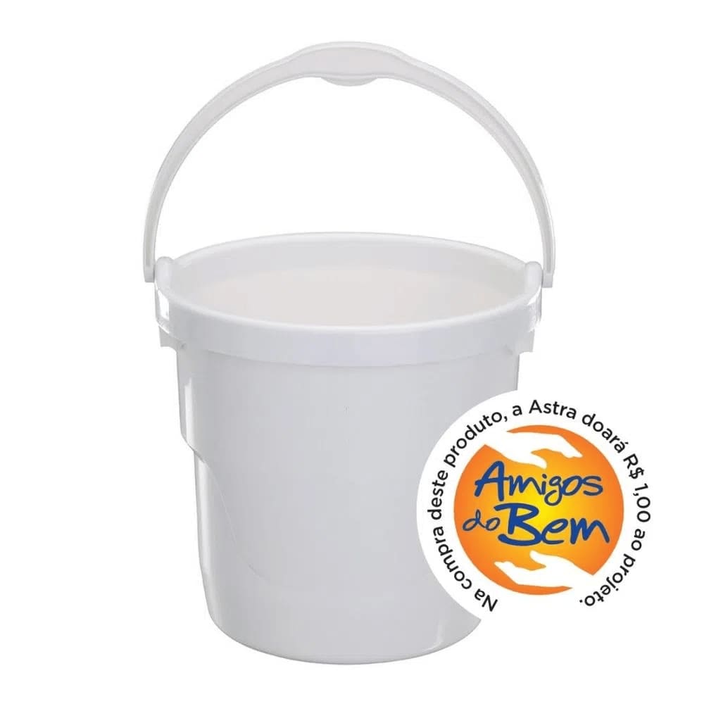 Balde Plástico 12 Litros Astra Branco e Branco BP12*BR-BR