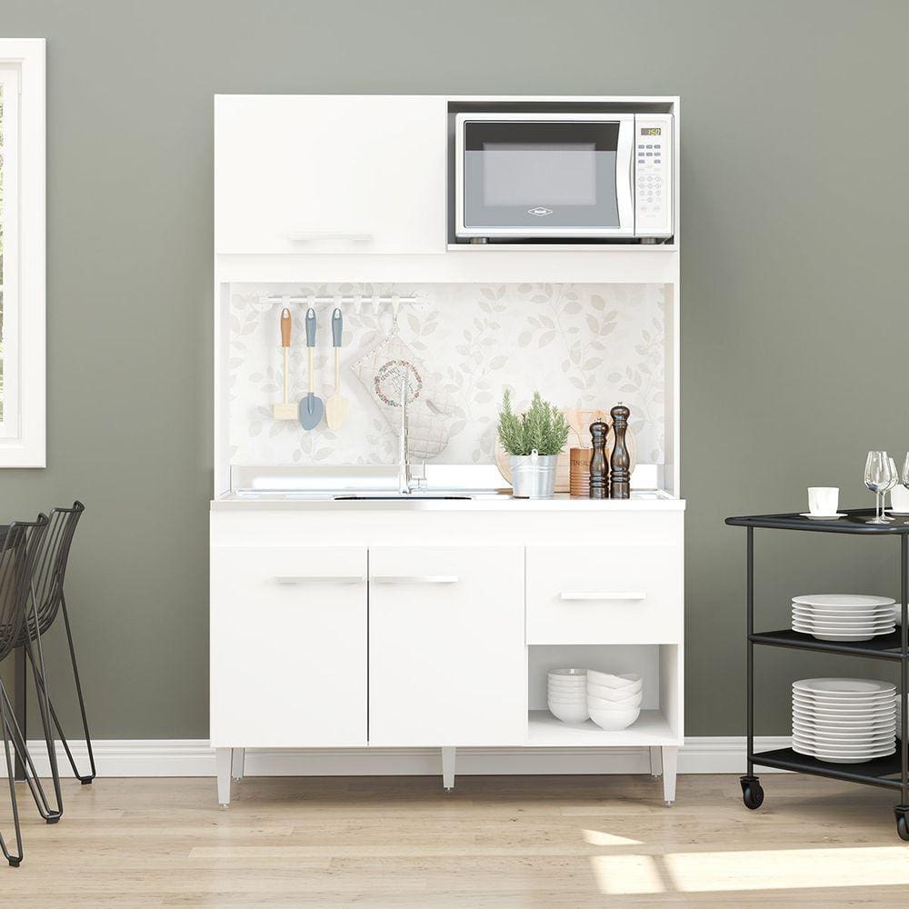 Armário de Cozinha Compacta 123x188Cm MDP Branco 0336 PRIME