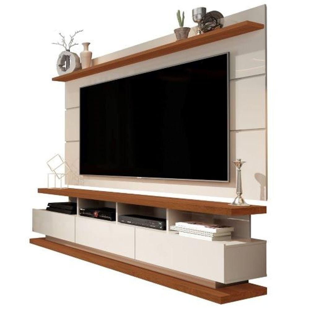 Rack Com Painel 1.80 TV Até 72 Gavetas Nichos Prateleira Rodízios Vivare