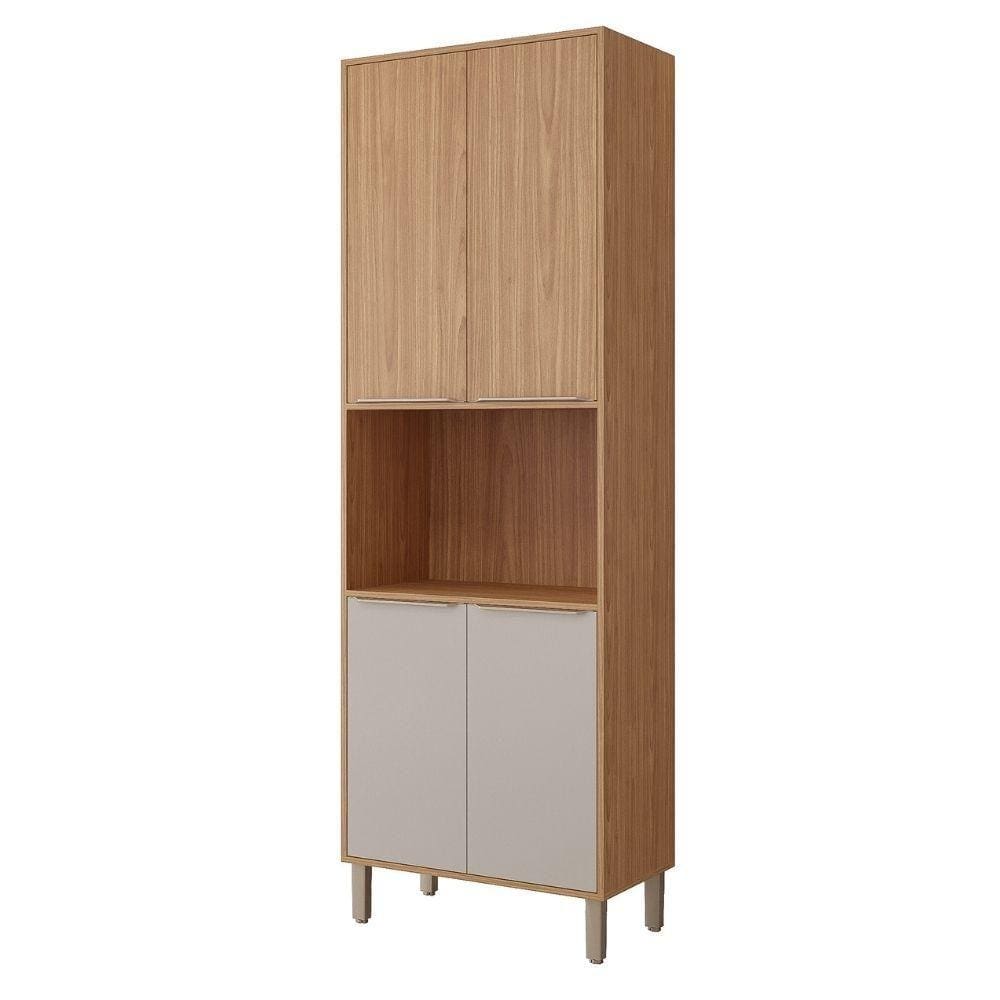 Torre Quente 100%Mdf 70Cm 4 Portas 1 Nicho P/ Forno Divina Mgm Móveis Freijó/Off White