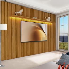 Painel Home Ripado Grande TV Até 85 Polegadas Com LED Naturale Notório Shop JM