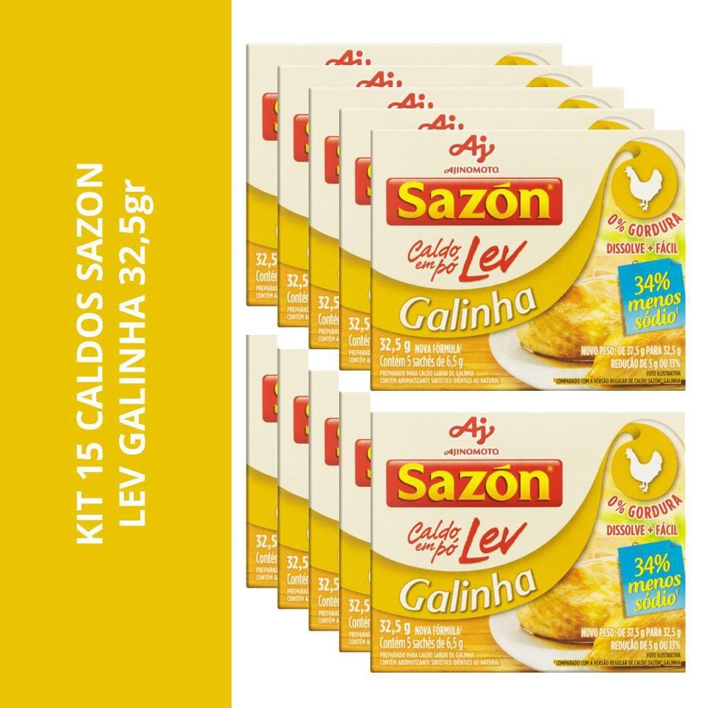 Kit 15 Caldos Sazon Lev Galinha 32,5Gr