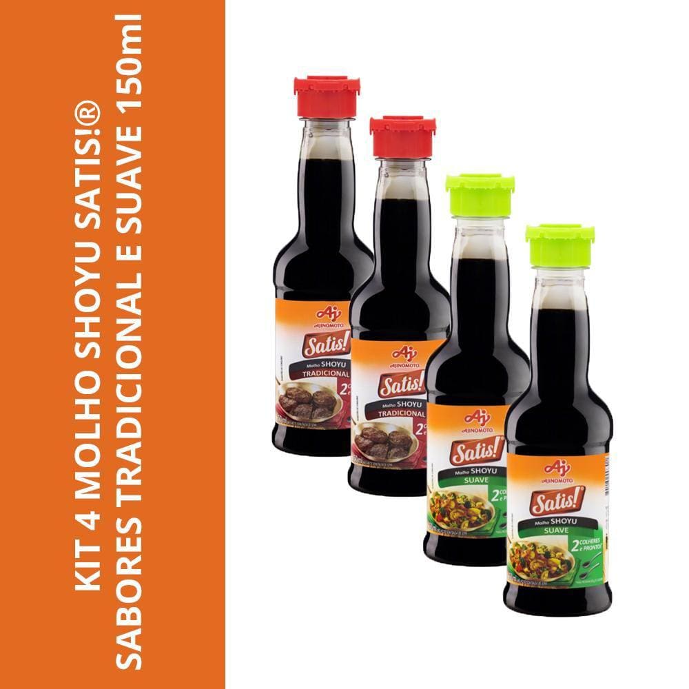 Kit 4 Molho Shoyu Satis! Sabores Tradicional E Suave 150Ml