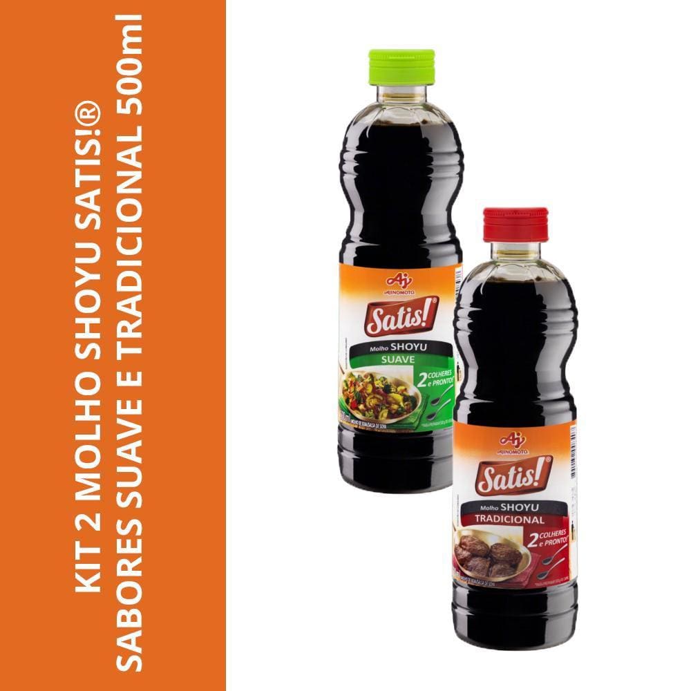Kit 2 Molho Shoyu Satis! Sabores Suave E Tradicional 500Ml