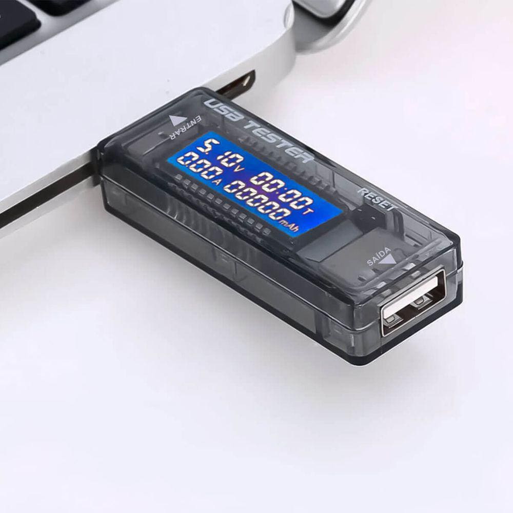 Testador Digital de Voltagem e Amperagem USB