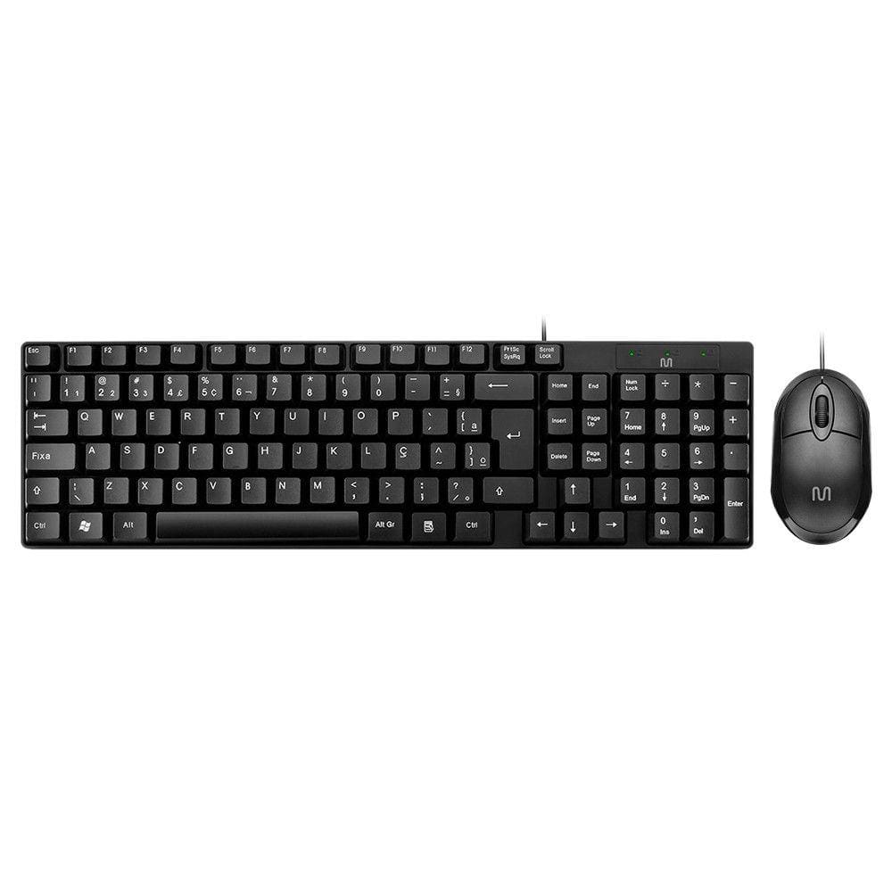 Teclado e Mouse Multi com Fio Usb Cabo De 120cm 1200dpi Teclas Chocolate - TC309