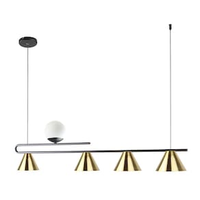 Pendente Moderno Filadélfia Preto e Dourado Lixado Globo Leitoso Spotline