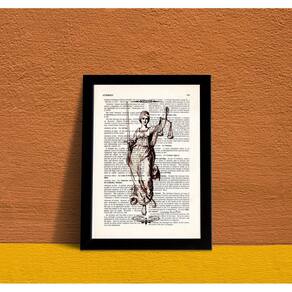 Quadro Deusa da Justiça Vintage 45x34cm - Madeira Preta