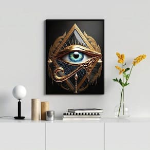 Quadro Olho de Horus 24x18cm - Madeira Preta com Vidro