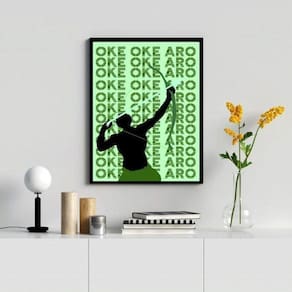 Quadro Decorativo Oxóssi Ake Aro Madeira Branca 45x34cm