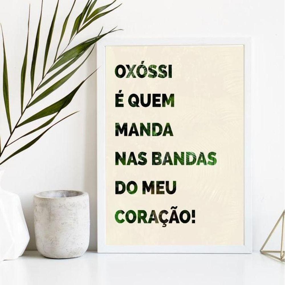 Quadro Oxóssi 24x18cm - Moldura Preta - Decoração Brilhante
