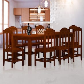 Mesa De Jantar Com 8 Cadeiras Madeira Maciça Safira Castanho Shop JM