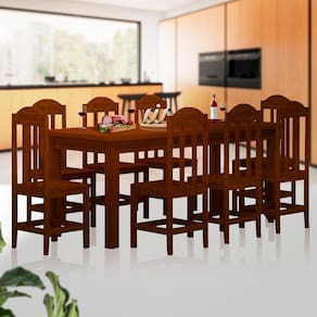Mesa De Jantar 8 Lugares Madeira Maciça Safira Castanho Shop JM