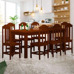 Mesa De Jantar Retangular 8 Lugares Madeira Maciça Safira Castanho Shop JM