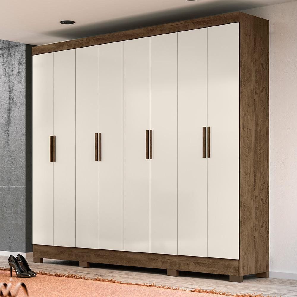 Guarda Roupa De Casal 8 Portas 236cm Castanho Baunilha Diplomata Moval