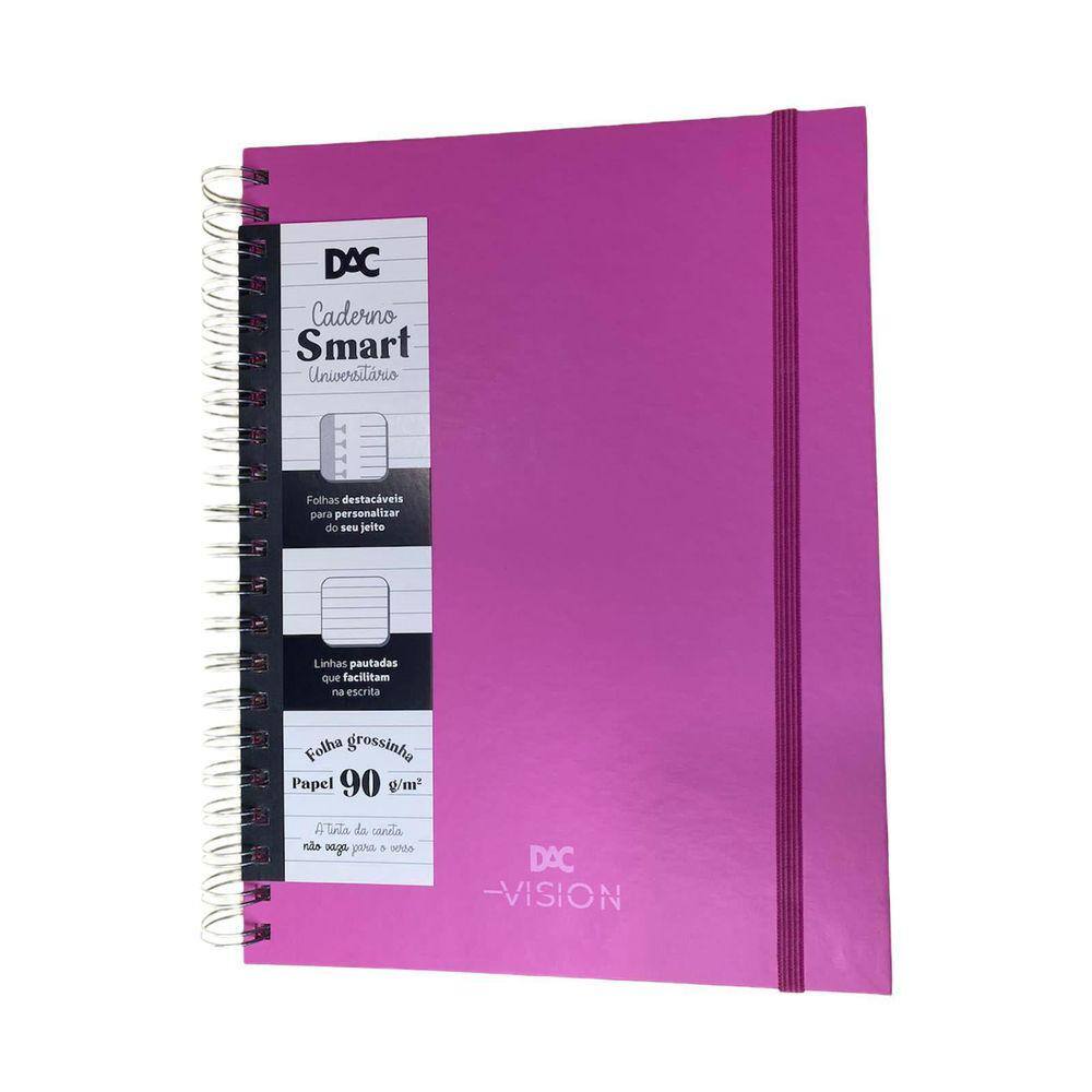 Caderno Smart Univ. Dac Vision Rosa Com Folhas Tira E Põe