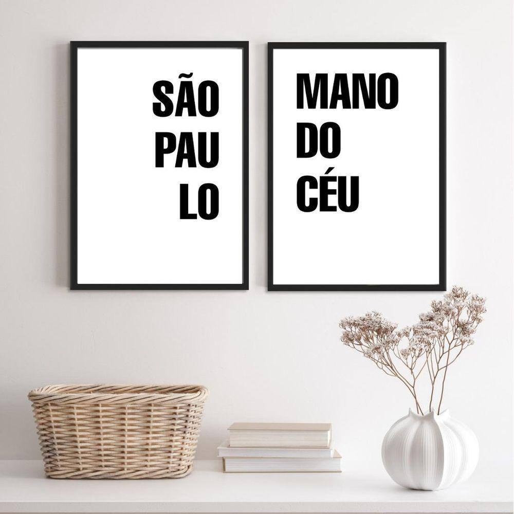Kit 2 Quadros Mano do Céu 24x18cm - Vidro e Moldura Branca