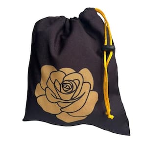 Estojo Tecido Preto Rosa Dourada P Tarot Baralho 20x19cm