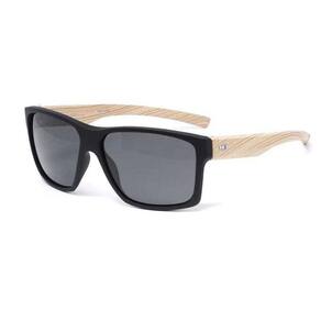 Óculos De Sol Hb Freak Preto Fosco Madeira Com Lente Cinza