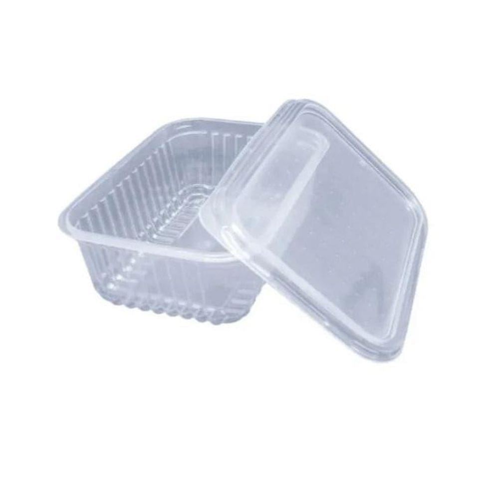 Pote Retangular Plástico Descartável 350ml com Tampa