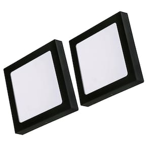 Kit 2 Luminária Led Teto 12W Quadrado Preto 4000K