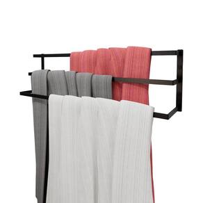 Toalheiro Triplo Parede 60cm Preto - Big House Shop